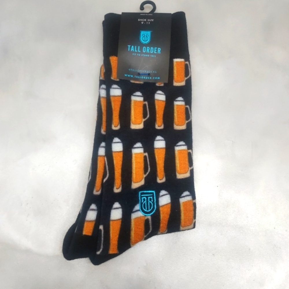 Tall Order/ Fit to Stand Tall/ Beer Mug Socks/ Shoe Size 9-11